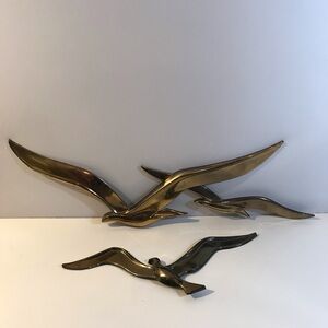 Vintage Syroco Gold Seagull Mid-Century Modern Plastic Bird Trio, 1963